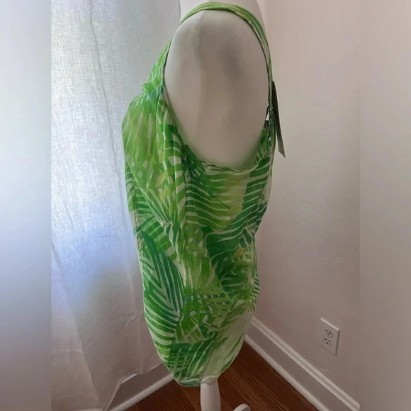 Diane Von Furstenberg Green Palm Leaf Print Tank Top Women Size 4 - Picture 4 of 7
